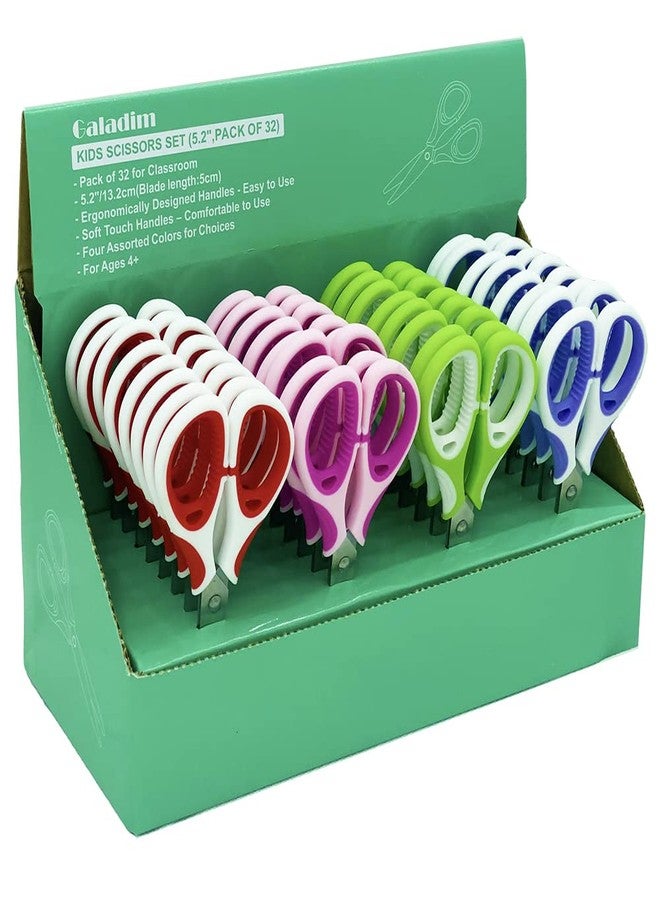 Galadim Kids Scissors (32 Count Teacher Pack, Rounded-tip, 5.2 Inch) - 5.2’’ Soft Touch Rounded School Student Scissors Shears GD-016-P-L (Pack of 32) - Image 1